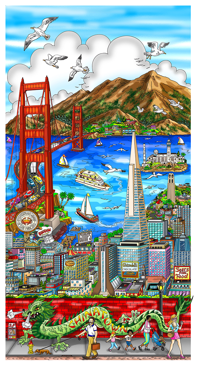 Charles Fazzino High Over San Francisco (DX)